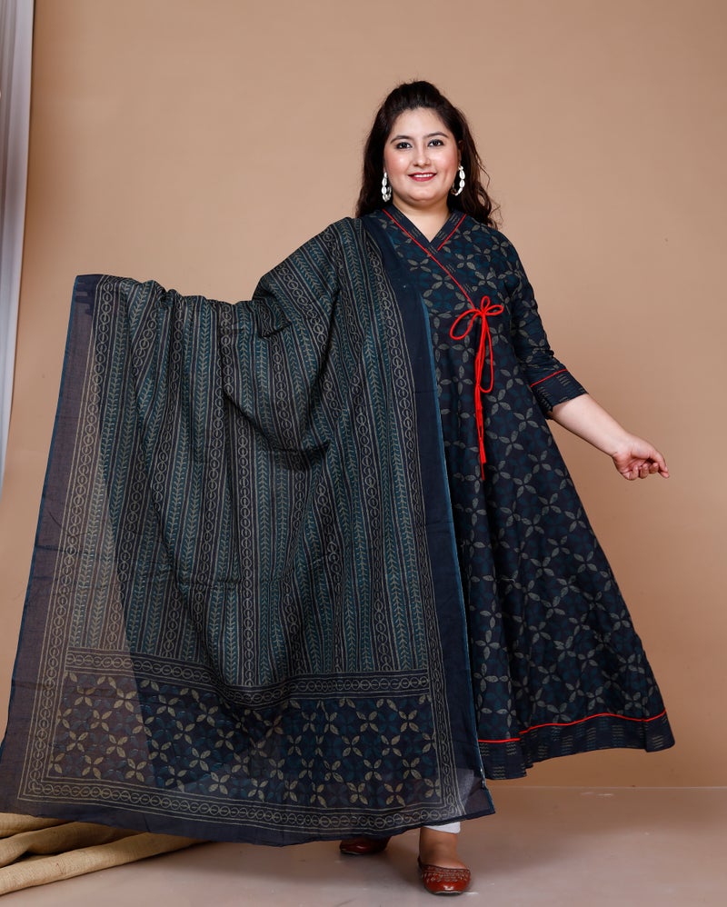 Miravan Blue Anarkali Kurta & Dupatta Set for Women - Image 5